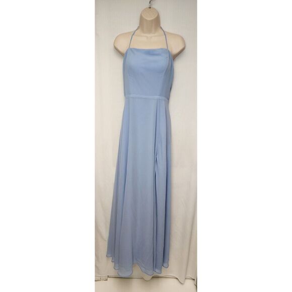 Speechless Women's Halter Chiffon Maxi Blue Dress Size 11 - Picture 4 of 8